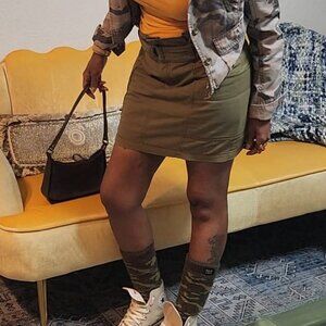 Wild Fable Olive Mini Cargo Skirt Size S